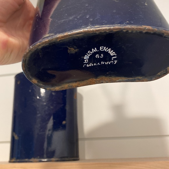 Vintage enamel flask/bud vases UNIQUE! Stunning blue! SET OF 2! - Picture 5 of 8